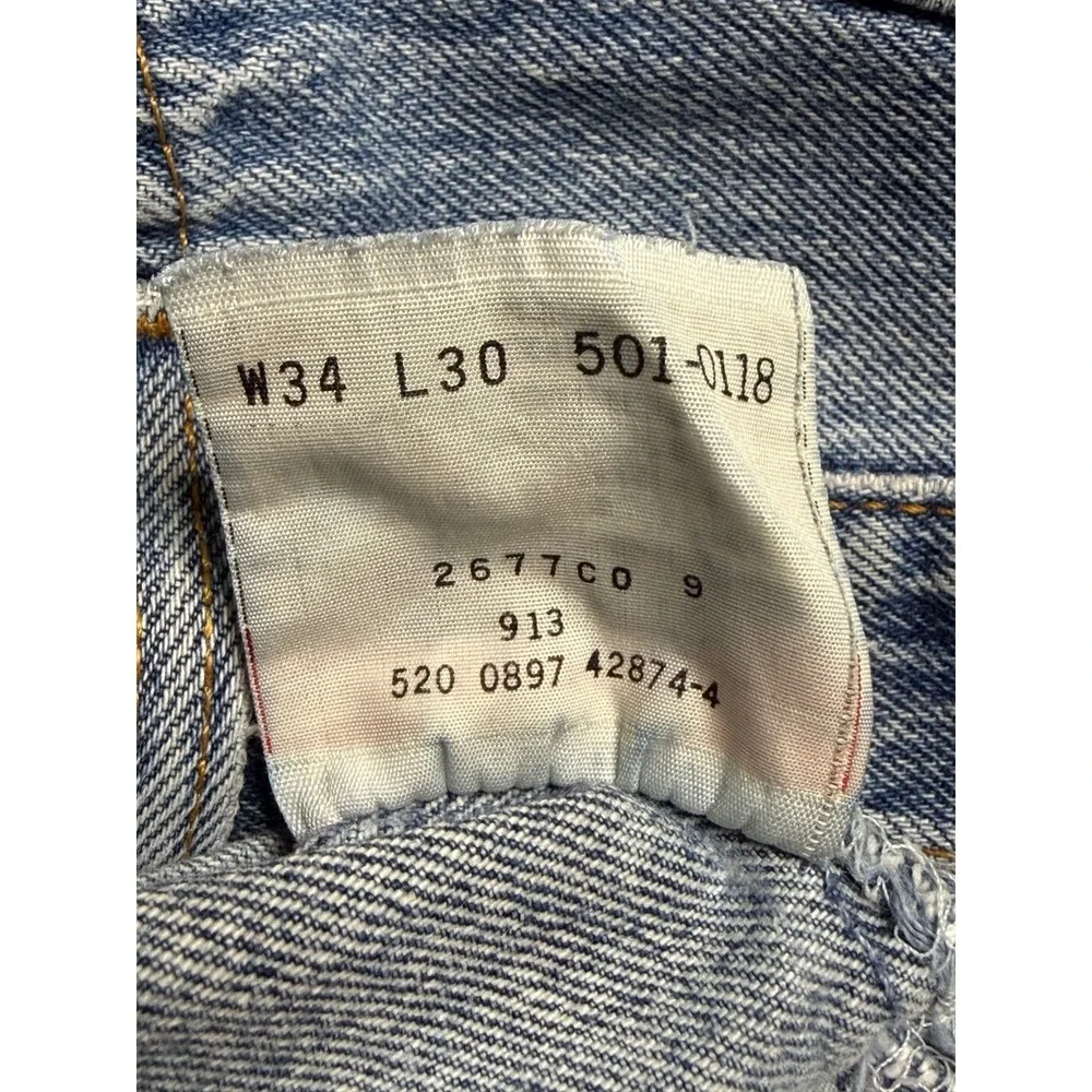 Vintage Levi's 501 Jeans Actual 32x29 Blue Denim Light Wash Distressed USA 90s
